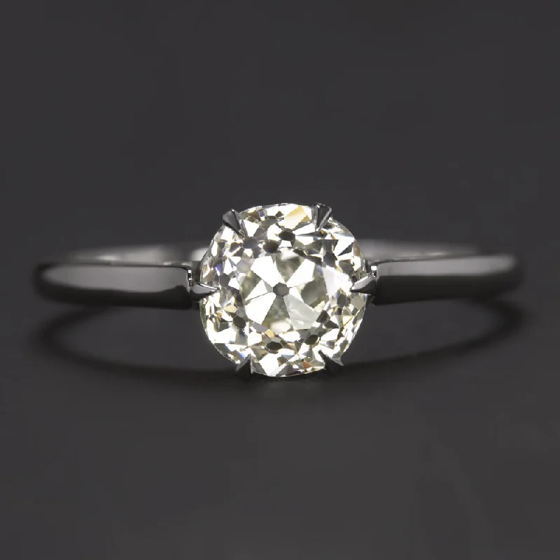 1.5ct OLD MINE CUT DIAMOND ENGAGEMENT RING PLATINUM SOLITAIRE ANTIQUE CLASSIC