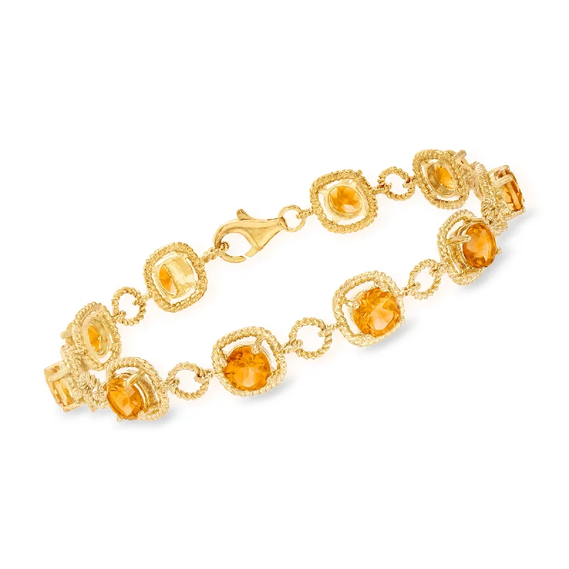 Ross-Simons Citrine Line Bracelet in 18kt Gold Over Sterling