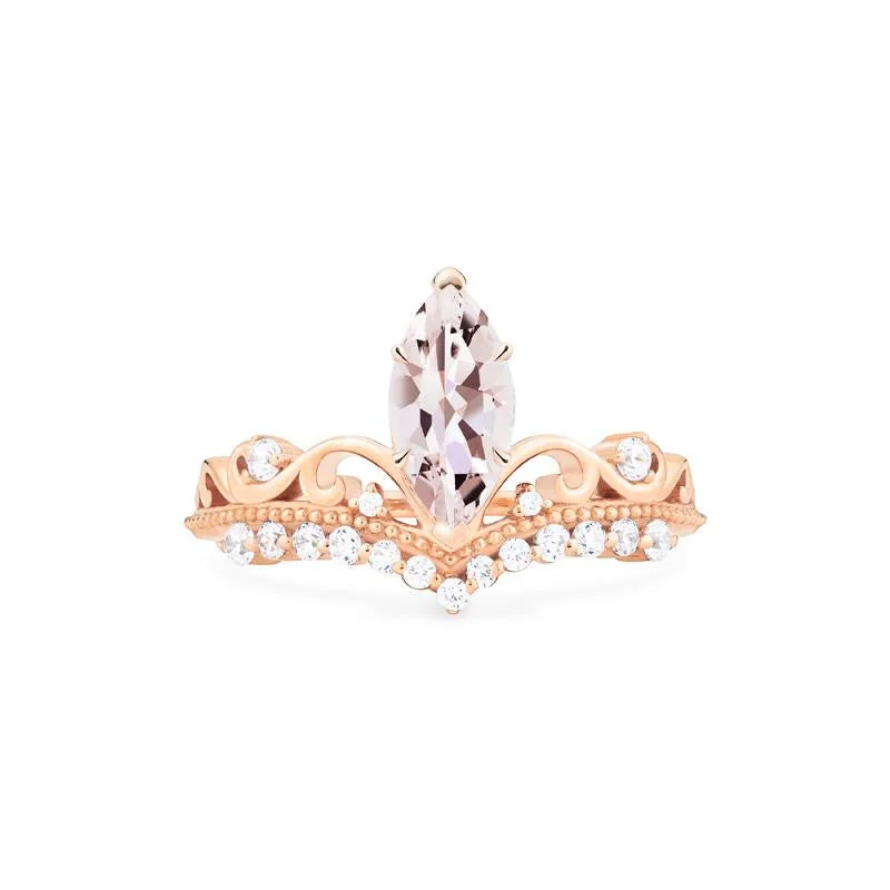 [Windsor] Heirloom Crown Marquise Cut Ring in Morganite