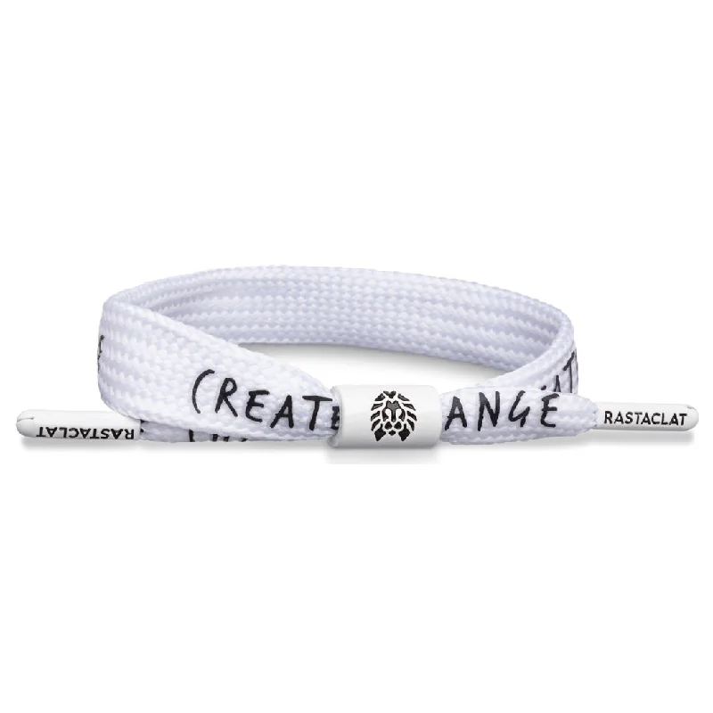 Rastaclat Original Hand Assembled White Create Change Adjustable Single Lace Bracelet