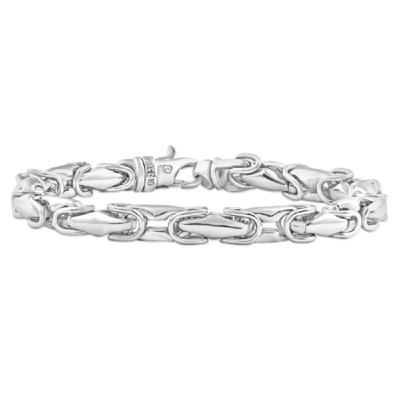 Men's Polished Steel Single Tone Clasp 6.5mm Flexible Link  8.5 " Bracelet