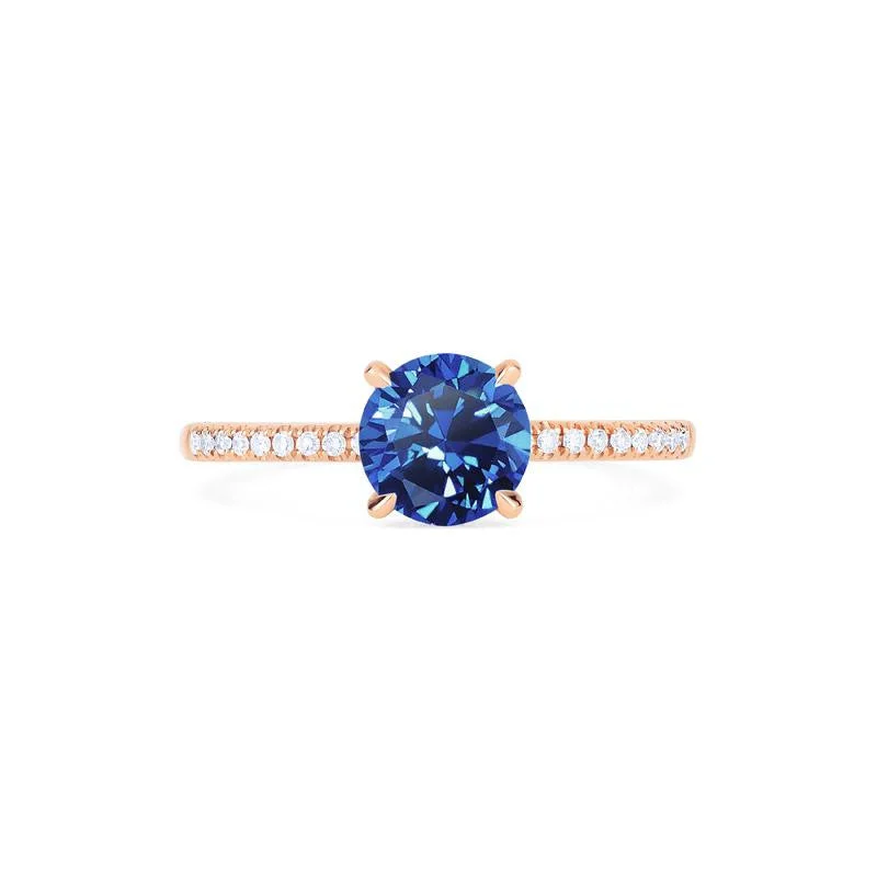 [Celia] Modern Classic Solitaire Ring in Lab Blue Sapphire