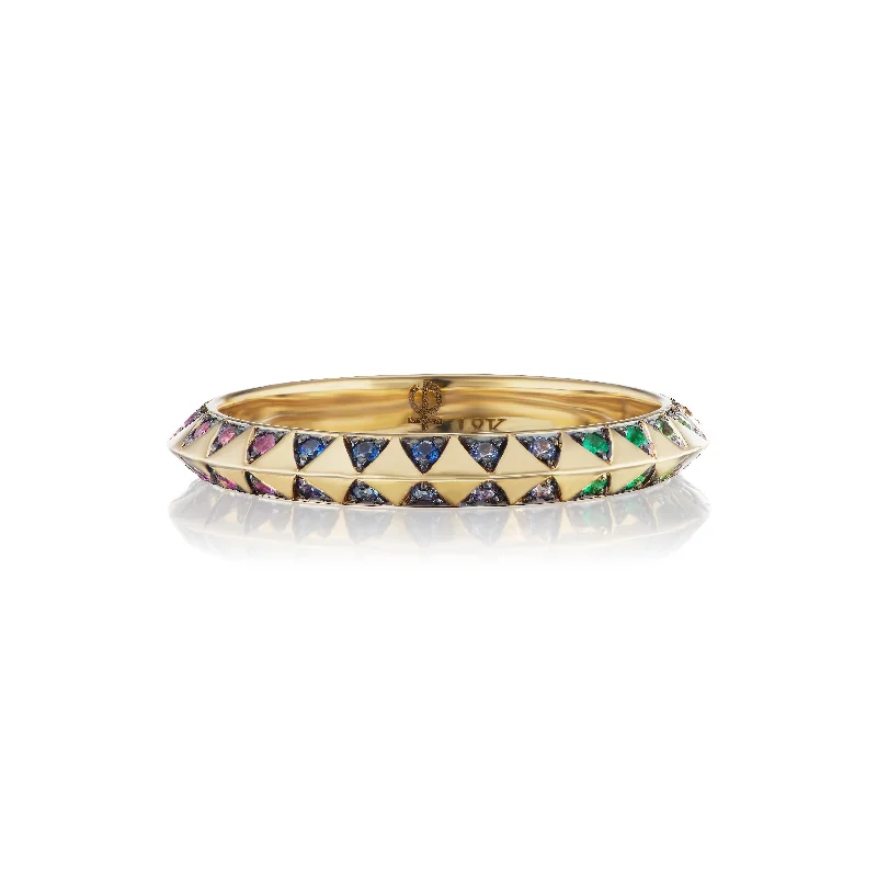 Harwell Godfrey 18k Rainbow Skinny Talisman Band Ring - Blackened