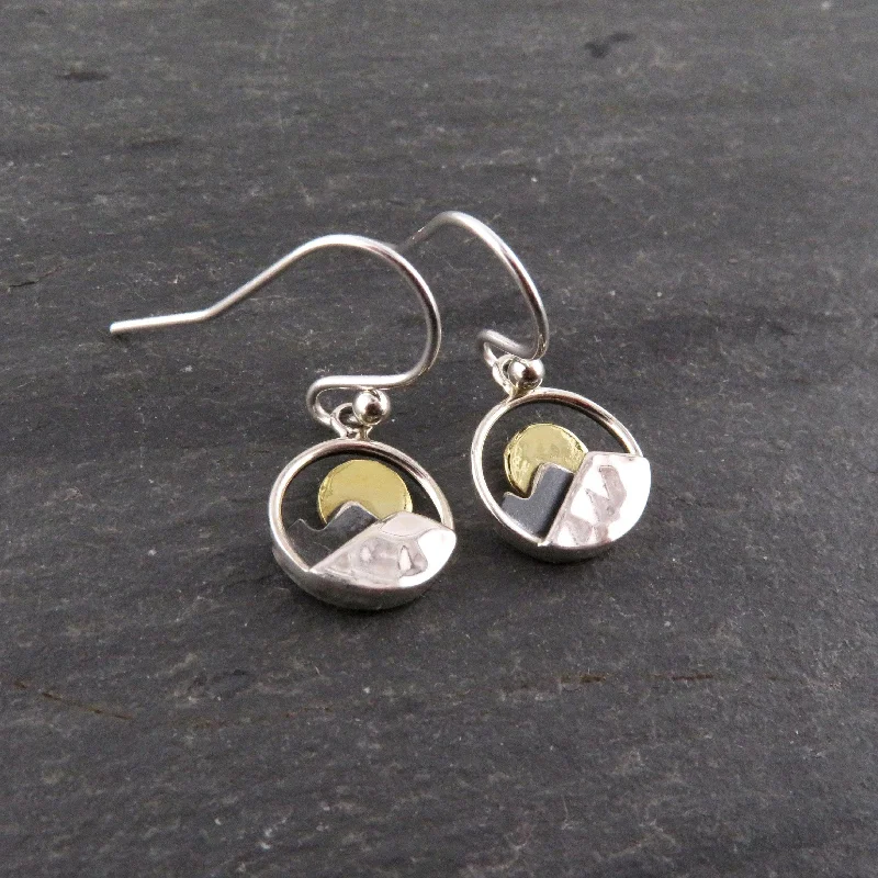 Mixed Metal Moon over Mountains Earrings