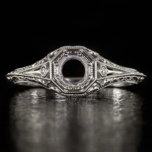 ART DECO DIAMOND G VS PLATINUM ENGAGEMENT RING SETTING VINTAGE STYLE COCKTAIL