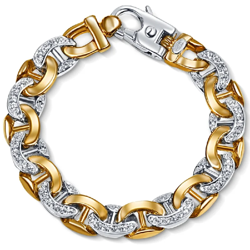 Men's 14k Gold (71gram) or Platinum (114gram) 12.5mm Diamond Bracelet 8.75"