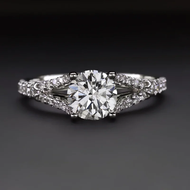 1 CARAT DIAMOND ENGAGEMENT RING GIA CERTIFIED VERY GOOD ROUND CUT WHITE GOLD 1ct