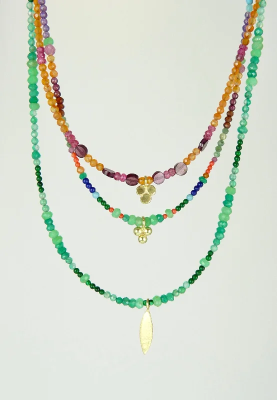 Rainbow Gemstone Necklace with 18ct Gold Charm