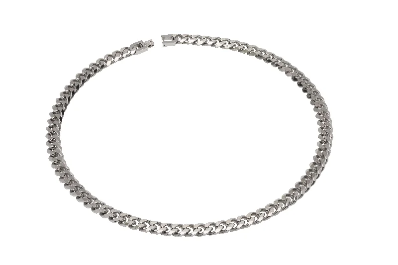 Unique & Co Stainless Steel Matt and Polished Curb Necklace