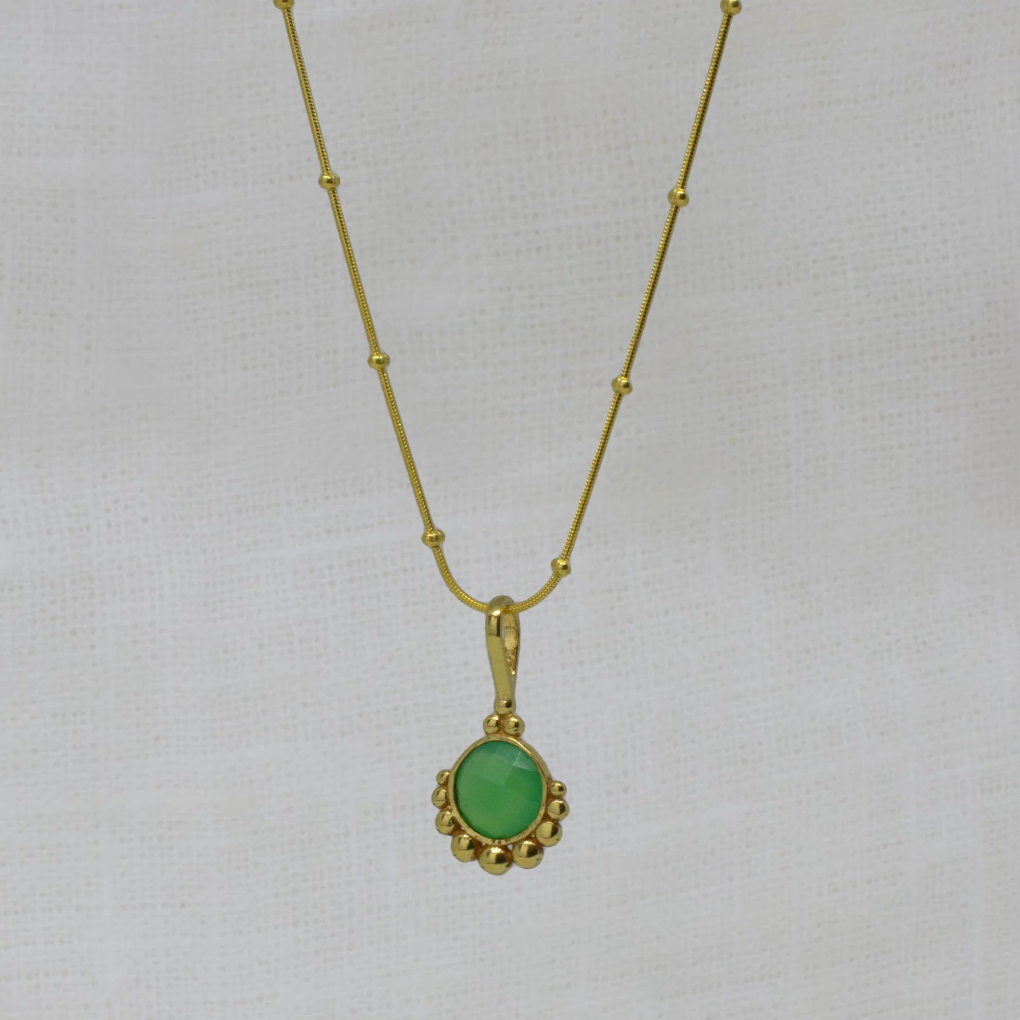 18ct Gold Vermeil Dot Chrysoprase Pendant Necklace