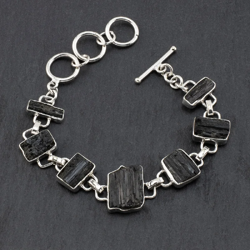 Sterling Silver and Black Tourmaline Bracelet