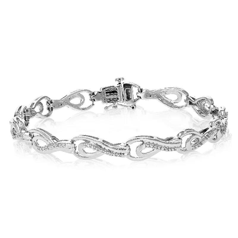 1/5 cttw Lab Created Diamond Tennis Bracelet Sterling Silver Prong 8.5 Inch