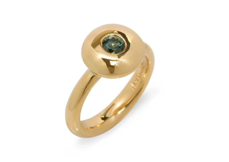 Gemstone Button Ring, Yellow Gold