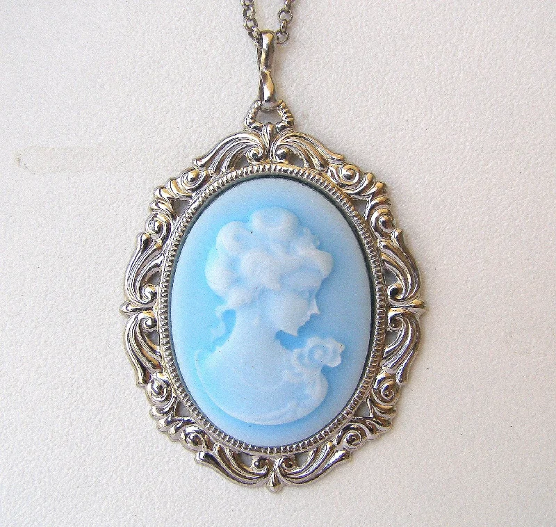 Blue Cameo statement Necklace