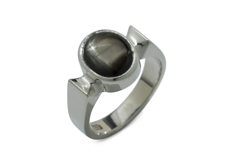 Classic Oval Cabochon Gemstone Ring, White Gold & Platinum