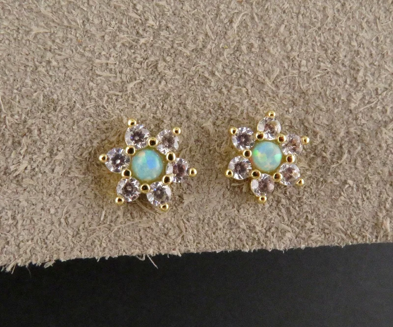 Mini Opal Flower Post Earrings