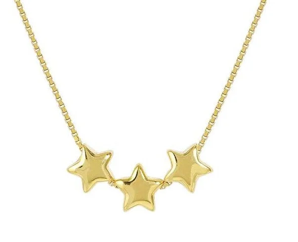 Nomination Gold Vermeil Cubic Zirconia 3 Star Necklace