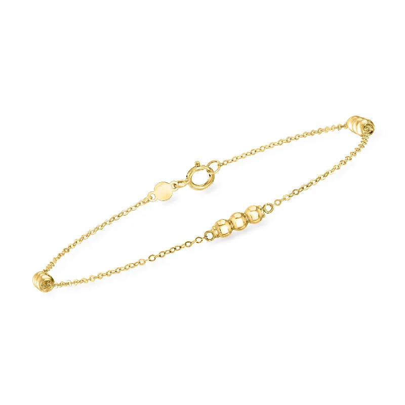 Canaria Italian 10kt Yellow Gold 3-Bead Station Bracelet