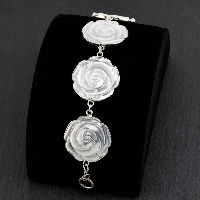 Mother of Pearl Carved Rose Bracelet