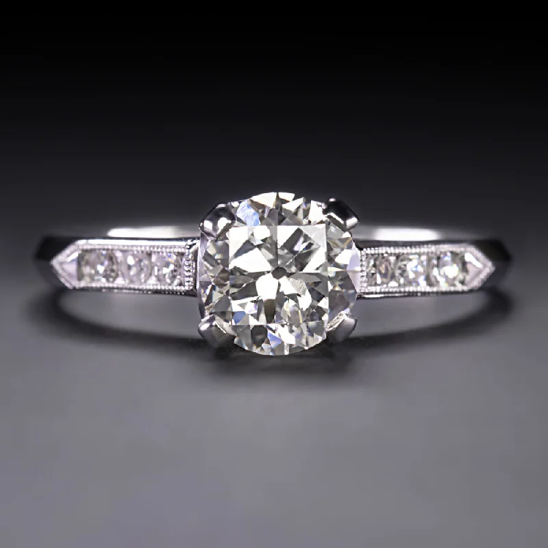 OLD EUROPEAN CUT I VS1 DIAMOND 0.98ct ENGAGEMENT RING PLATINUM VINTAGE ESTATE