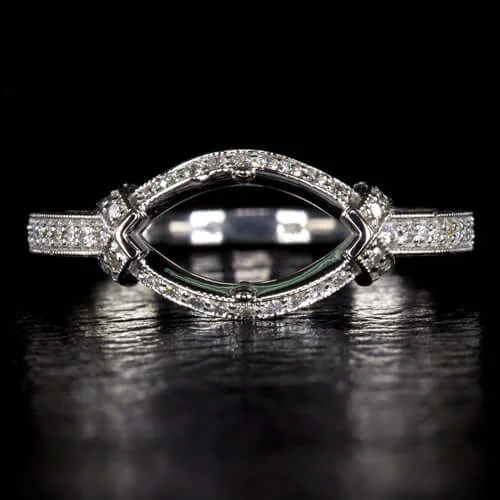 VINTAGE STYLE MARQUISE SHAPE EAST WEST ENGAGEMENT RING SETTING DIAMOND MOUNT