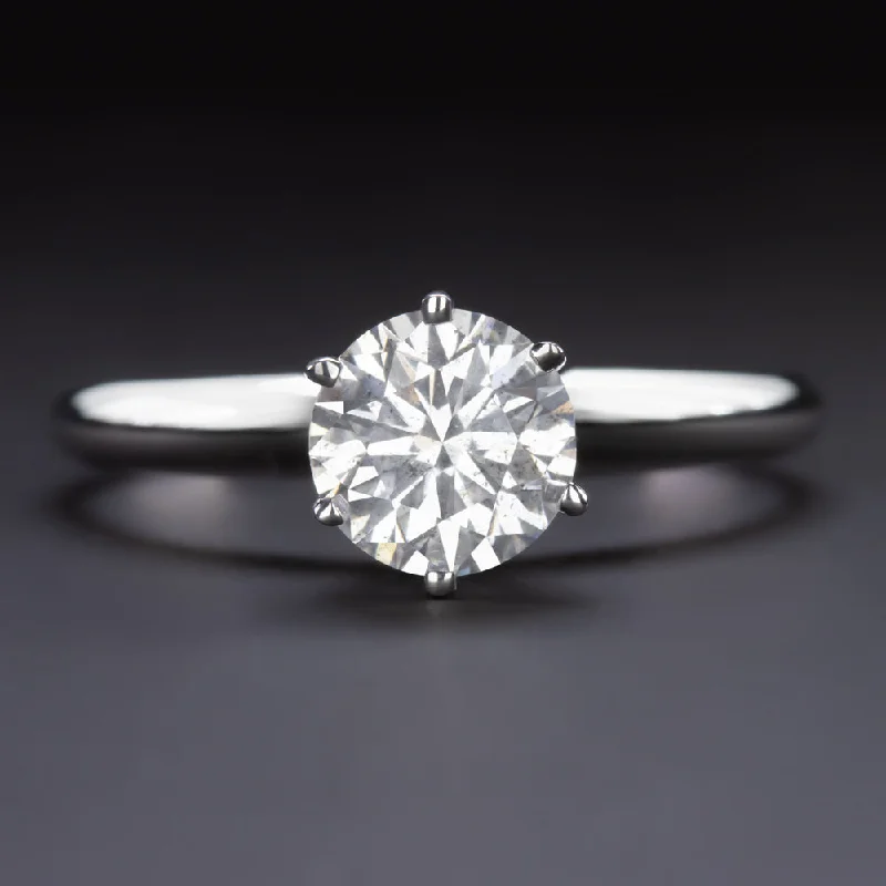 1.17ct E SI NATURAL DIAMOND ENGAGEMENT RING ROUND CUT SOLITAIRE 14k WHITE GOLD