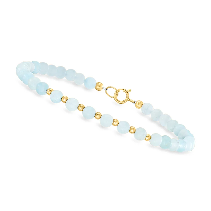 Canaria 18.00- Aquamarine Bead Bracelet in 10kt Yellow Gold