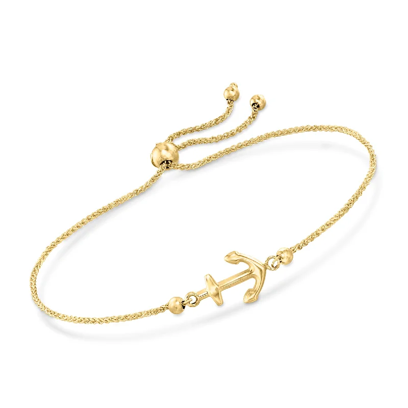 Ross-Simons 14kt Yellow Gold Nautical Anchor Bolo Bracelet