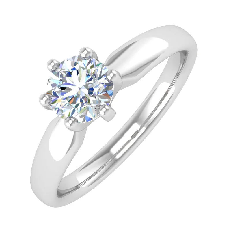 1/2 Carat 6-Prong Set Diamond Solitaire Engagement Ring in Gold