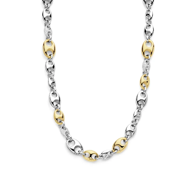 Ti Sento Gold Silver Cubic Zirconia Coffee Bean Necklace