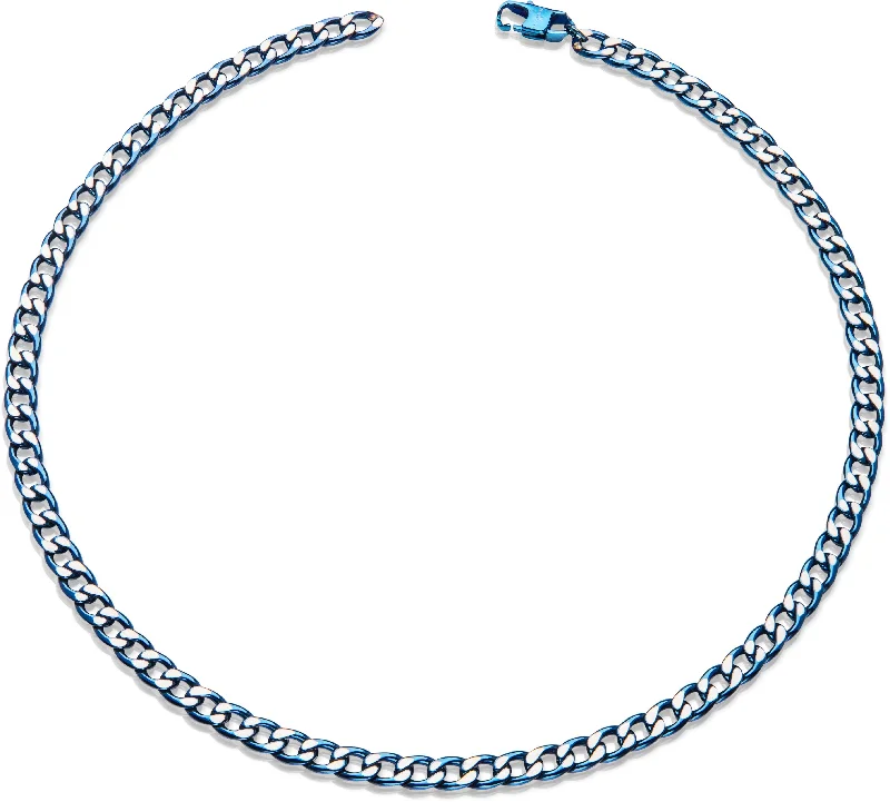 Unique & Co Blue IP Plated Matte Steel Necklace