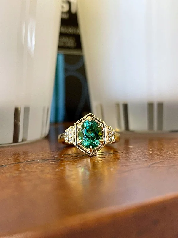 Tourmaline and Diamond Ring