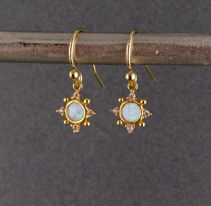 Delicate Opal Geo Star Earrings