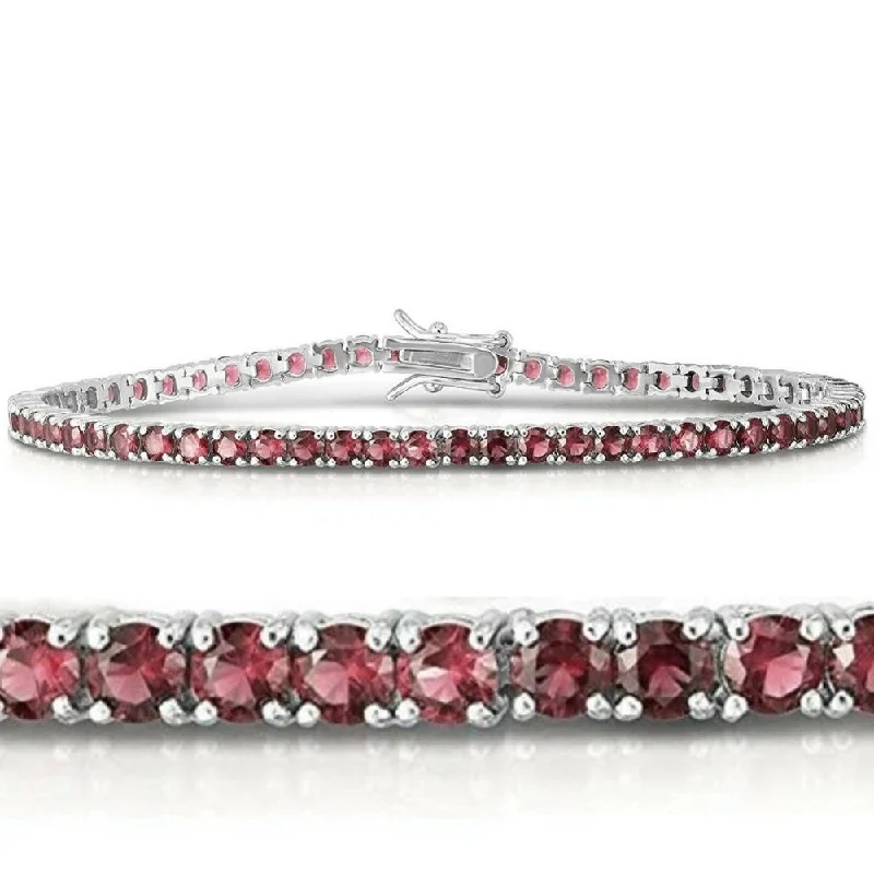 3 1/2ct Ruby Tennis Bracelet 14k White Gold 7"