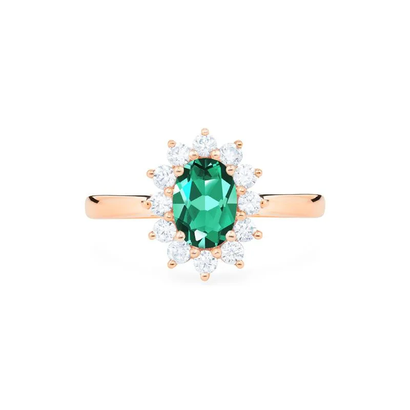 [Julianne] Vintage Bloom Oval Cut Ring in Lab Emerald