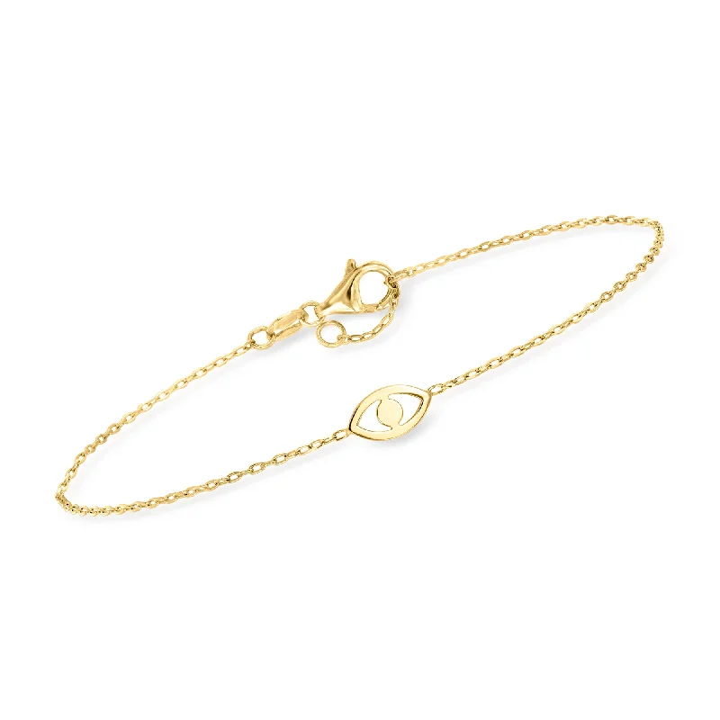 RS Pure by Ross-Simons Italian 14kt Yellow Gold Evil Eye Bracelet