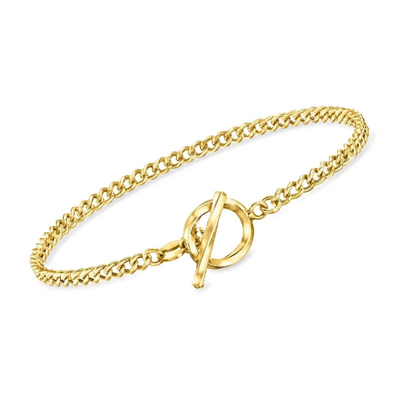 RS Pure by Ross-Simons Italian 18kt Gold Vermeil Curb-Chain Toggle Bracelet