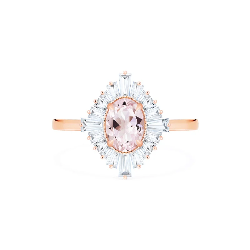 [Athena] Vintage Deco Oval Cut Goddess Ring in Morganite