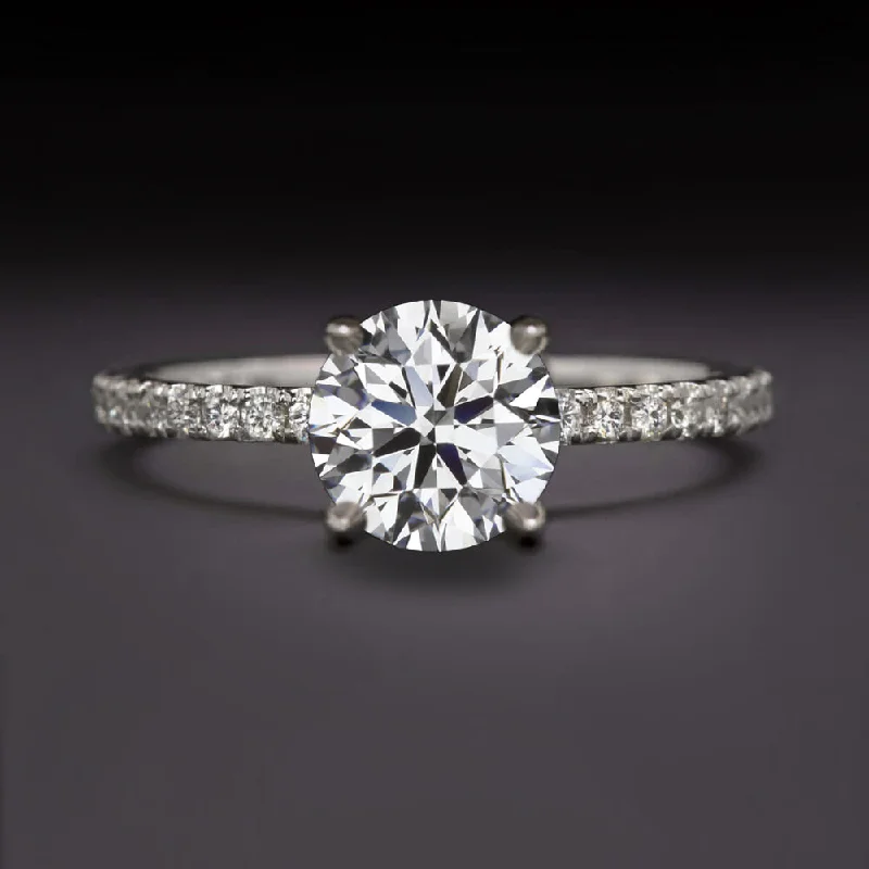 1 CARAT LAB CREATED DIAMOND ENGAGEMENT RING EXCELLENT ROUND CUT 14k PAVE BAND