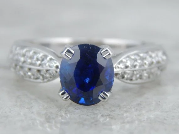 Fine Sapphire Engagement Ring with Diamond Accents