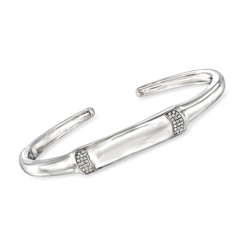 Ross-Simons Diamond Rectangle Cuff Bracelet in Sterling Silver