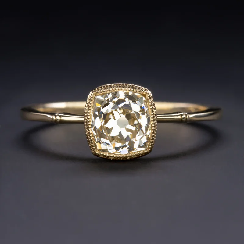 1.27ct L-M VS2 OLD MINE CUT DIAMOND ENGAGEMENT RING VINTAGE STYLE SOLITAIRE GOLD