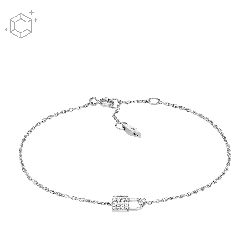 Fossil Women's Sterling Silver Lock Chain Bracelet