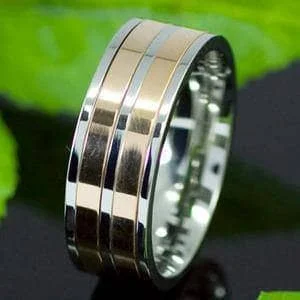 Silver & Gold Spin Men's Ring Band