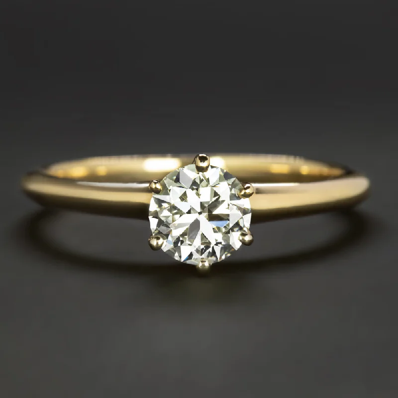 0.79ct OLD CUT DIAMOND SOLITAIRE ENGAGEMENT RING GIA CERTIFIED J VS VINTAGE GOLD