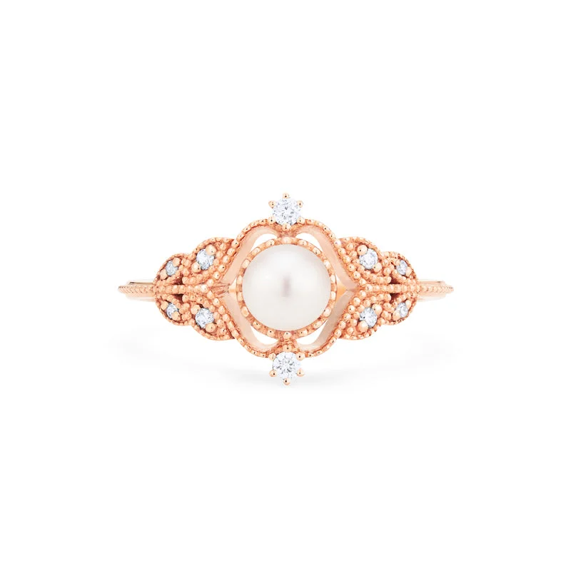 [Adeline] Vintage Rose Ring in Akoya Pearl