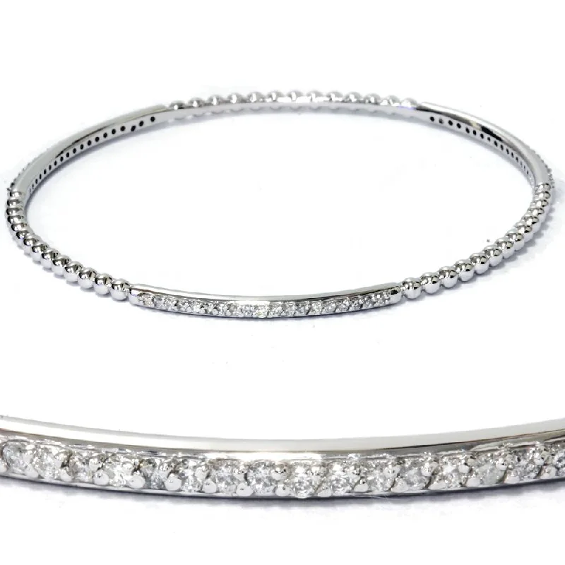 3/4ct Diamond Bangle Stackable Womens Bracelet 14K White Gold