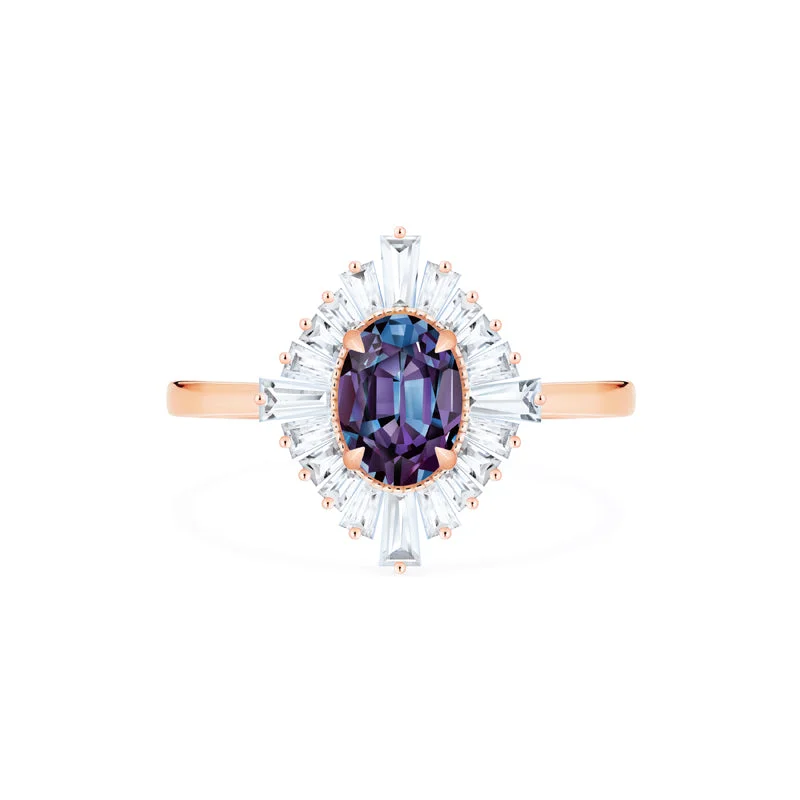 [Athena] Vintage Deco Oval Cut Goddess Ring in Lab Alexandrite