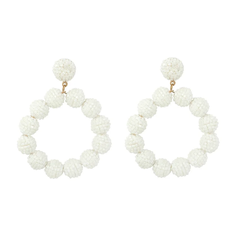 Bellezza White Beaded Earrings