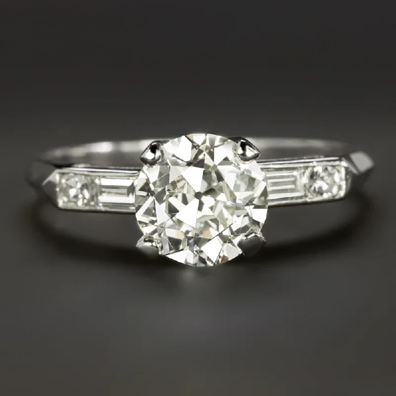 1.21ct VINTAGE DIAMOND ENGAGEMENT RING CERTIFIED G SI1 OLD EUROPEAN CUT PLATINUM